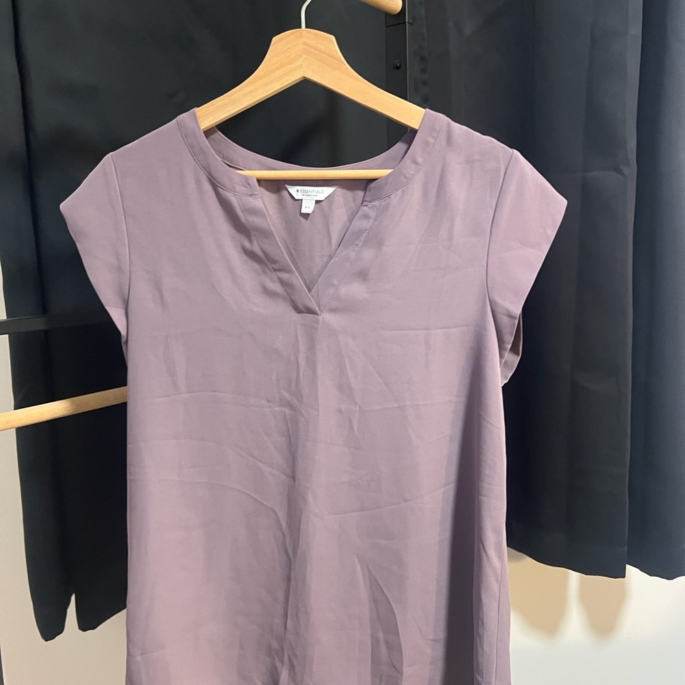 Essentials Purple Cap Sleeve Notched Collar Blouse